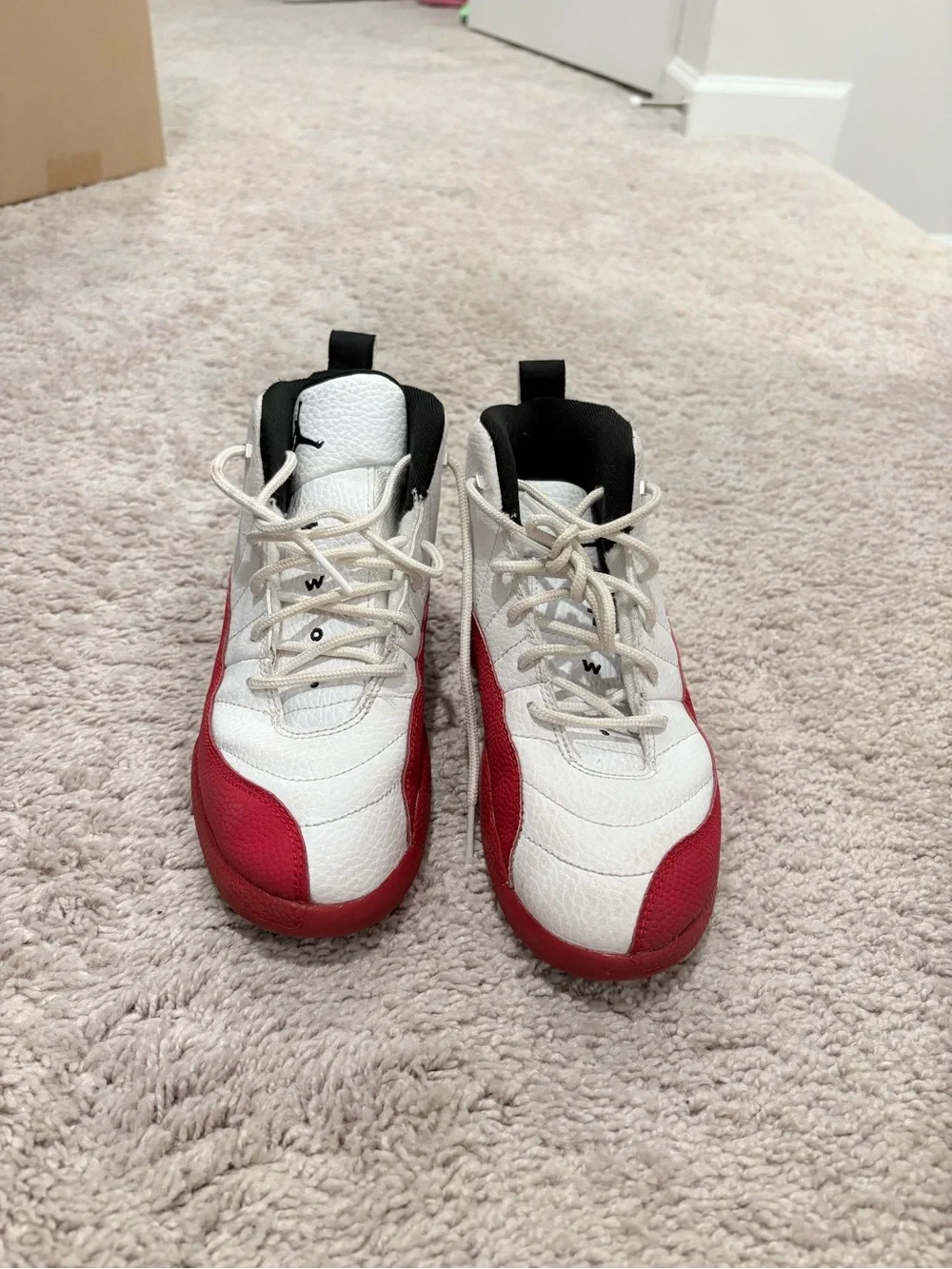 Jordan Kids White and Red Retro High-Top Sneakers
